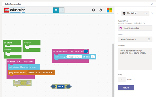 Hinzufügen von MakeCode-Aktivitäten zu Aufgaben in Microsoft Teams 08b6a5ff-f980-4a29-91fd-7767ed87e49e.png