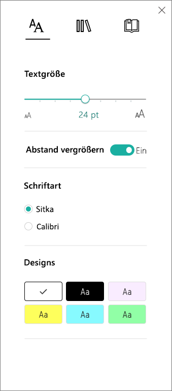 Ändern der Schriftart in immersivem Reader für Office für das Web und OneNote 0d37db40-15ac-43dc-a968-248d37e5b43e.png