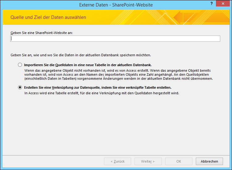 Importieren, verknüpfen oder Verschieben von Daten in SharePoint 0e5c0834-a0ac-4714-b279-2675a6502b84.png