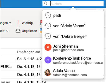 Suchen von Elementen mithilfe einer einfachen Suche in Outlook für Mac 10924817-e5ad-4590-97a7-d0267dbc89aa.png