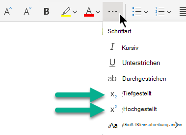 Formatieren von Text als "Hochgestellt" oder "Tiefgestellt" 119e8a0d-0248-4715-981e-2ca0e61521d7.png