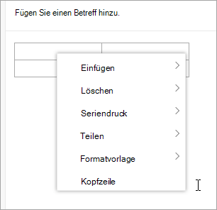 Einfügen, Ändern oder Löschen einer Tabelle in Outlook im Web 12314f7b-e058-4813-be19-f028cc34fe16.png