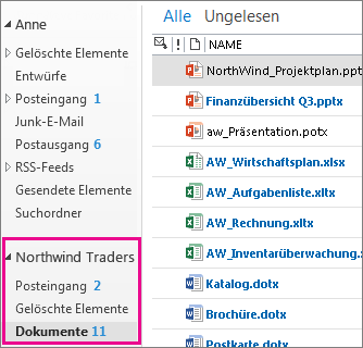Zugreifen auf Projekt-E-Mails und -dokumente von einer zentralen Stelle aus 20efef16-9d57-45dd-87e7-becec3860161.png