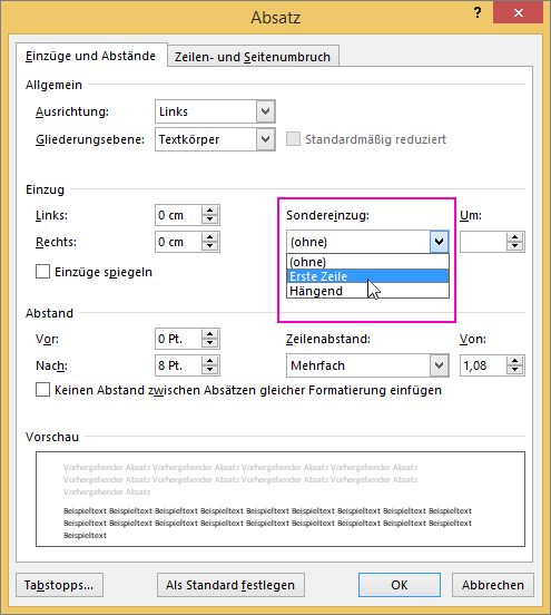 Einziehen der ersten Zeile eines Absatzes 25b69bcd-22e4-48fa-a8e7-181f38ca5f86.png