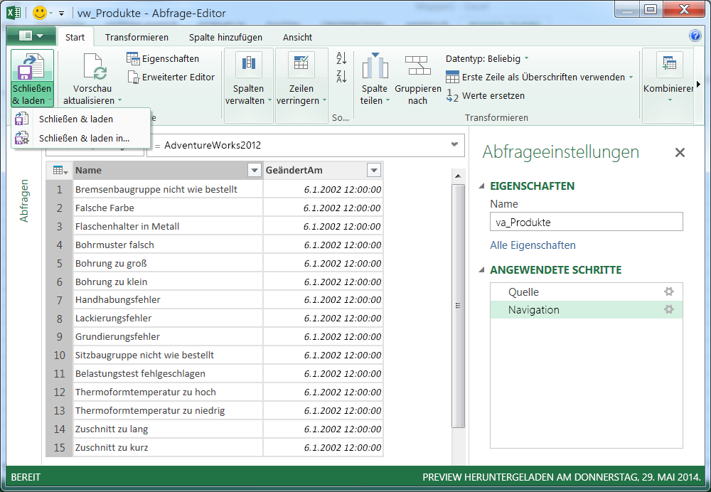 Hinzufügen einer Abfrage zu einem Excel-Arbeitsblatt (Power Query) 290776ca-4467-4423-8a30-98f8af5e7c81.png