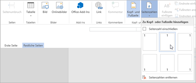 Späteres Beginnen mit der Seitennummerierung in Ihrem Dokument 30b05a30-e0bb-4859-8364-fa460abd68f3.png