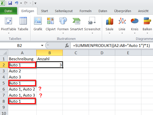SUMMENPRODUKT() ignoriert die Zelle mit mehrere Werte 34103323tq.png