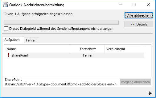 Outlook-Fehler beim Herstellen einer Verbindung mit einer SharePoint-Dokumentbibliothek 3f0a8192-a145-4d27-86ff-3089e387eb8f.png