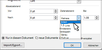 Festlegen eines einzelnen Leerzeichens als Standard 4a6b0878-a67c-4db5-87c5-e6e6dcbb403c.png