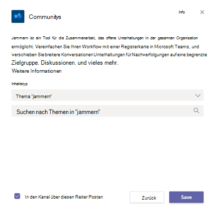 Hinzufügen einer Yammer-Seite zu einem Teams-Kanal 6b28a9f6-c847-4897-90bb-76975c938da2.png