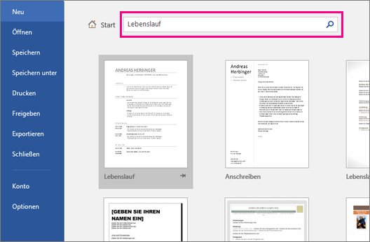 Verwenden einer Vorlage zum Erstellen eines Lebenslaufs 7cd97f11-b6c2-4b75-b92b-9ebfa79279f8.png