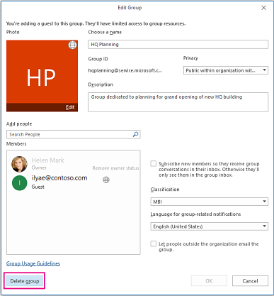Löschen einer Gruppe in Outlook 2016 86d5600d-6259-45e0-966e-7d3bf520484a.png