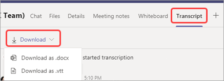Live-Transkription in einer Teams-Besprechung anzeigen 9001d4ca-d1b2-4a9f-9daf-974347c84034.png