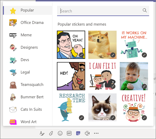 Senden von Emojis, GIFs und Aufklebern in Teams acba3b9b-cc45-4e22-8f69-d75d32b589b3.png