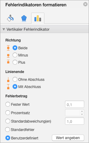 Hinzufügen, Ändern oder Entfernen von Fehlerindikatoren in einem Diagramm b451a5e8-bb42-45f7-8eec-c586d8ee96e8.png