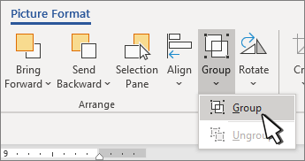Gruppieren von Formen, Bildern oder anderen Objekten in Word b55e6062-09a6-477a-9cd4-5956f15b5dbb.png