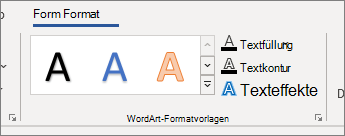 Hinzufügen oder Löschen einer Füllung, Kontur oder eines Effekts für WordArt in Word cfa574cf-bb56-42d1-a496-c014318fb507.png