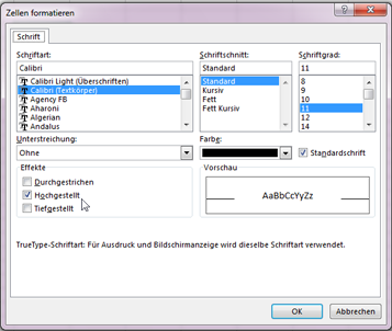 Formatieren von Text oder Zahlen als hochgestellt oder tiefgestellt d1963e2c-2fcf-4698-a201-40505b052dd7.png