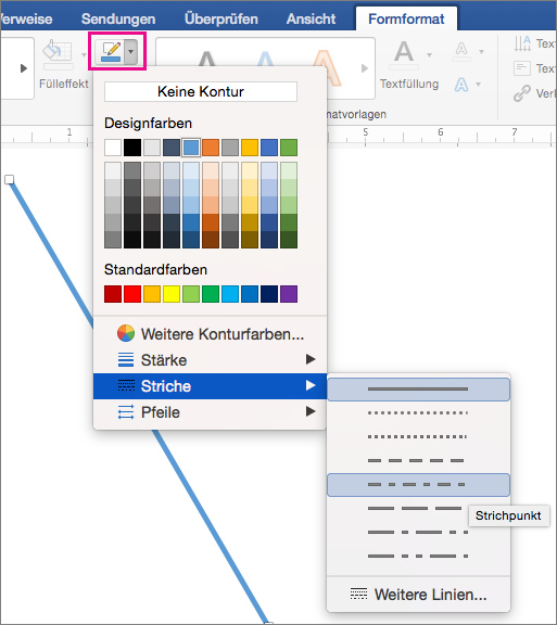 Ändern der Farbe, Art oder Stärke einer Linie in Word für Mac dd9ec5fd-85d7-4186-9d25-629103df8935.png