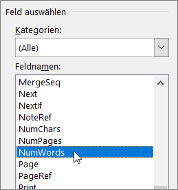 Verwenden von Feldern zum Einfügen der Wortanzahl in ein Dokument e9d86cc6-0953-498f-bd81-ce3233b2ca8f.png