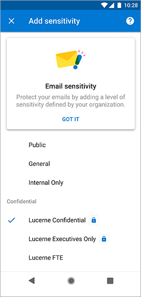 Anwenden von Vertraulichkeits Beschriftungen auf Ihre Dateien und e-Mails in Office eebe4a6b-cdd3-472e-a9ae-11096e343421.png