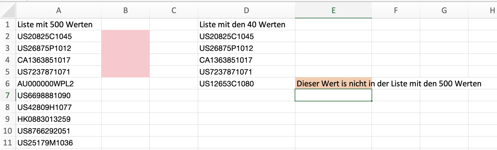 Tabellen Vergleichen - Bedingte Formatierung nicht möglich EXCEL 2.png