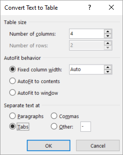 Umwandeln von Text in eine Tabelle oder von einer Tabelle in Text f7b42e83-798b-47ef-92b5-5d781c23151e.png