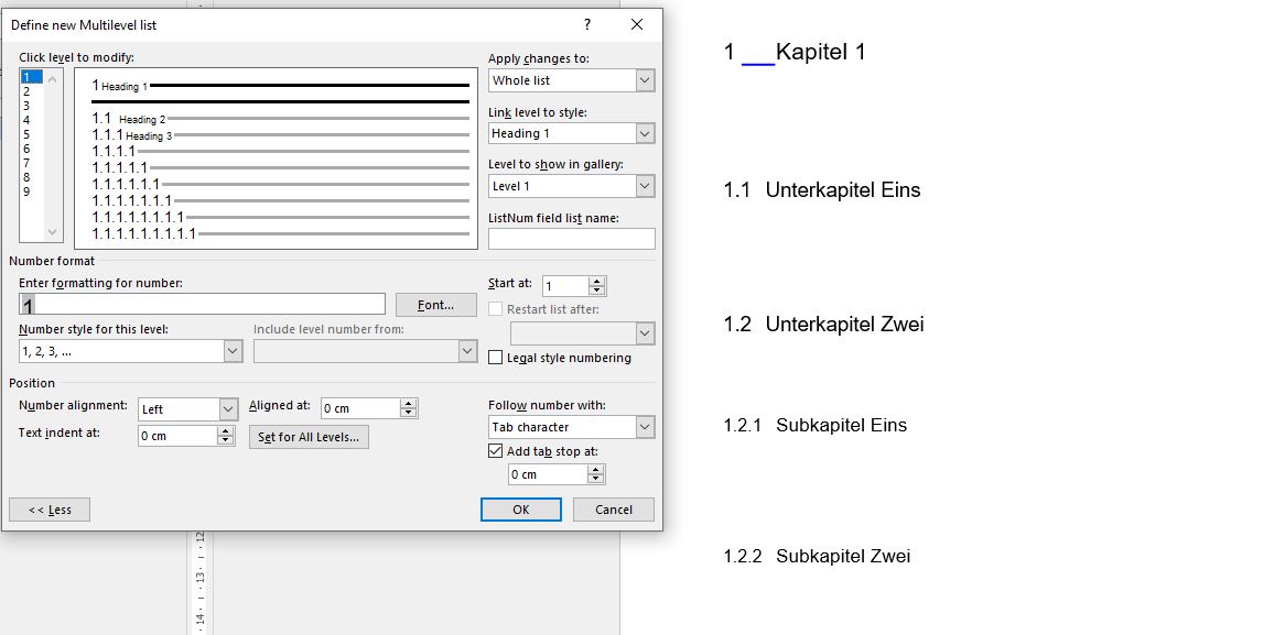 Nummerierung von Überschriften im Text anders als im Inhaltverzeichnis Text.JPG