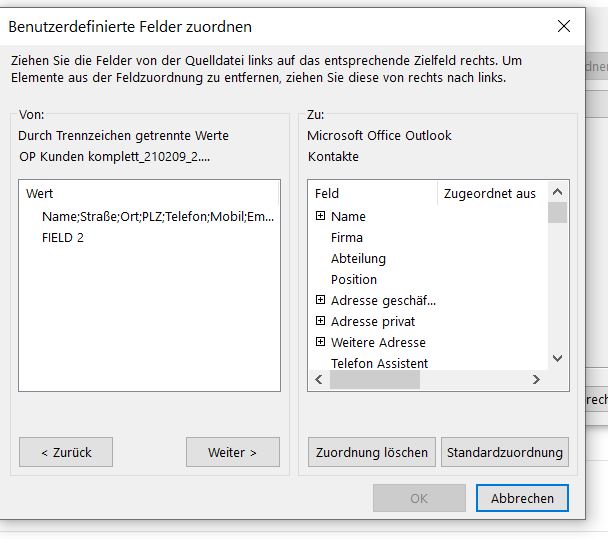 Benutzerdefinierte Felder lassen sich nicht zuordnen. Outlook 365 Unbenannt.JPG