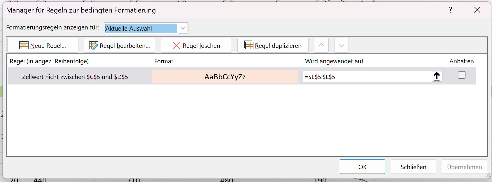 Bedingte Formatierung unterschiedlich für jede Zeile upload_2022-8-15_15-55-55.png