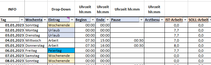 Excel - Wenn dann bei Wochentagen - Arbeitsstunden hinzufügen upload_2023-2-7_12-44-11.png