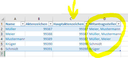 Wenn gleiche Werte in einer Spalte, dann Inhalte aus Zeile in eine neue Spalte schreiben upload_2023-6-22_12-33-29.png