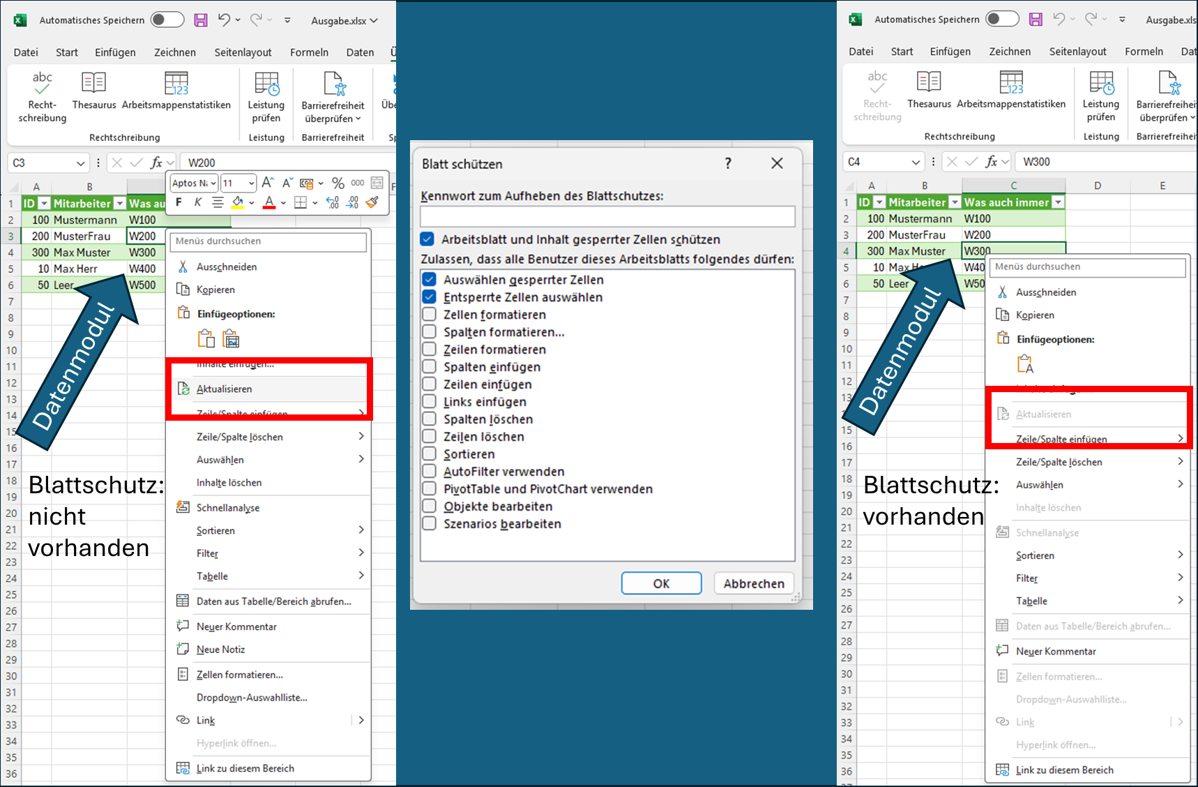 Excel Blattschutz & Power Query – bestimmte Zellen freigeben, aber Aktualisierung weiterhin erlauben upload_2025-7-6_20-20-33.png